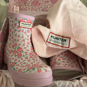 LoveShackFancy Pink Floral Rain Boots